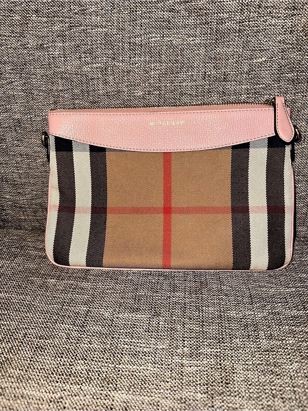 Burberry House Check Canvas and Pink Leather Crossbody Bag